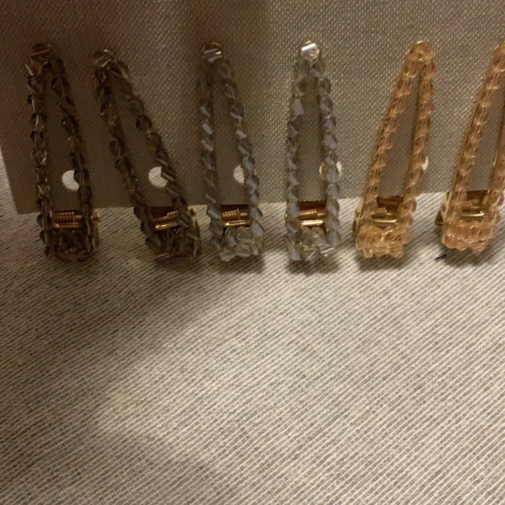 Anthropologie beaded hair clip set crystals new